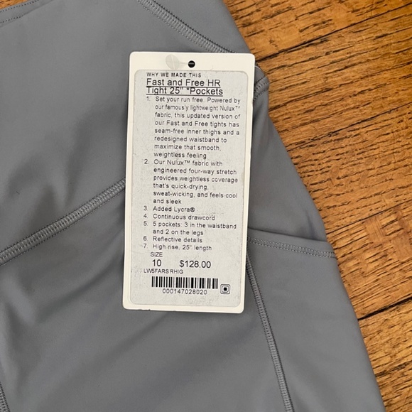 NWT Lululemon Fast and Free HR Tight 25” With Pockets in Gray Size 10 - Picture 5 of 13